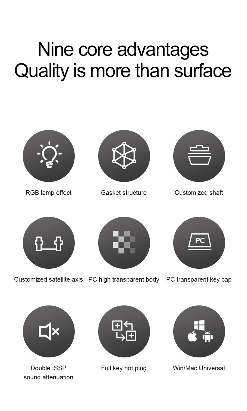 Tastiera meccanica wireless Bluetooth con guarnizione trasparente e sostituibile a caldo Attack Shark K75RGB_voghion.com