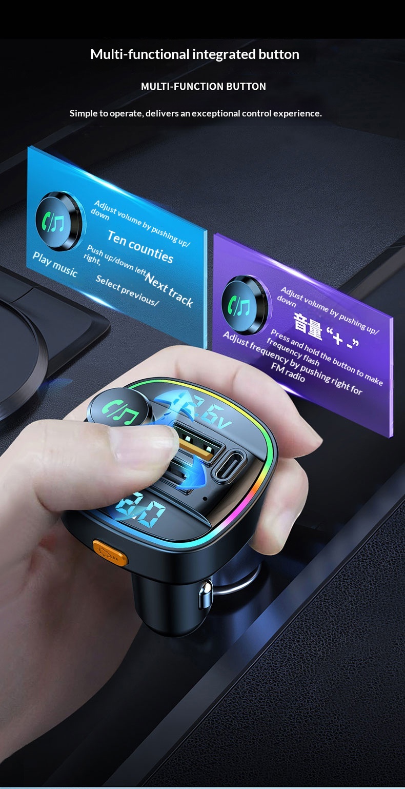 Bluetooth fm transmitter til bil med tabsfri lydkvalitet_voghion.com