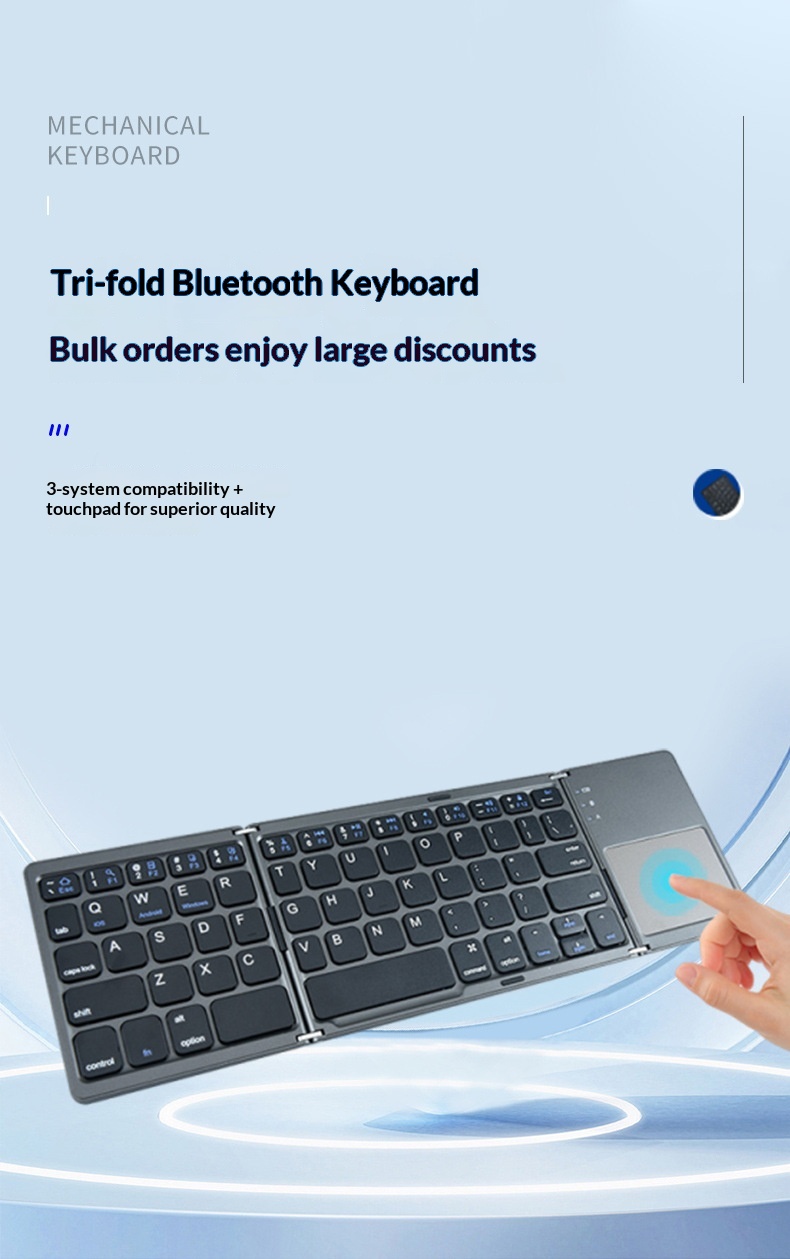 Grenzenlose, kabellose Bluetooth-Falttastatur, geeignet für Business-Tablets und Büros – ultradünn und tragbar_voghion.com