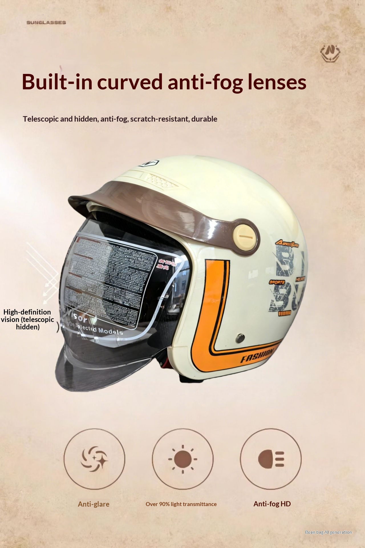 Casque de moto électrique avec visière rétractable et protection_voghion.com
