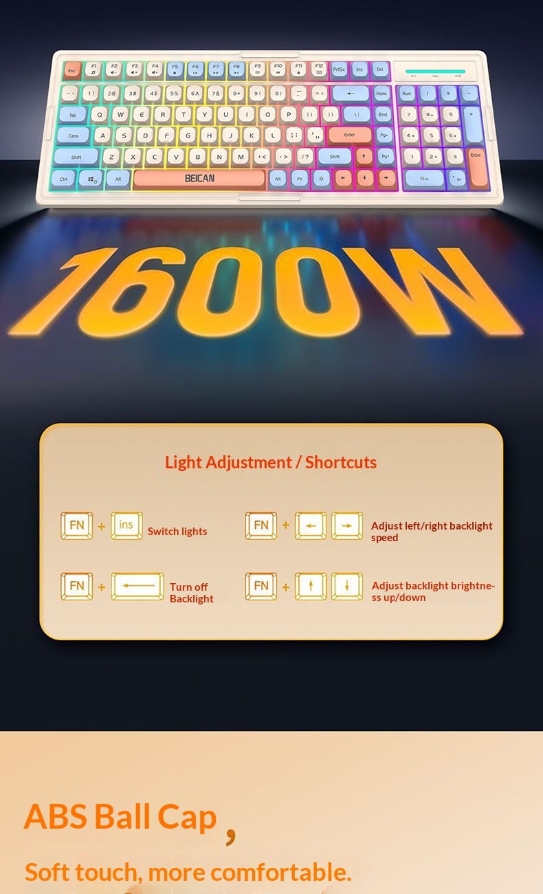 Wired Glowing Mechanical Feel Gaming E-sports Laptop Desktop Computer Peripheral Membrane Keyboard Mouse Set_voghion.com