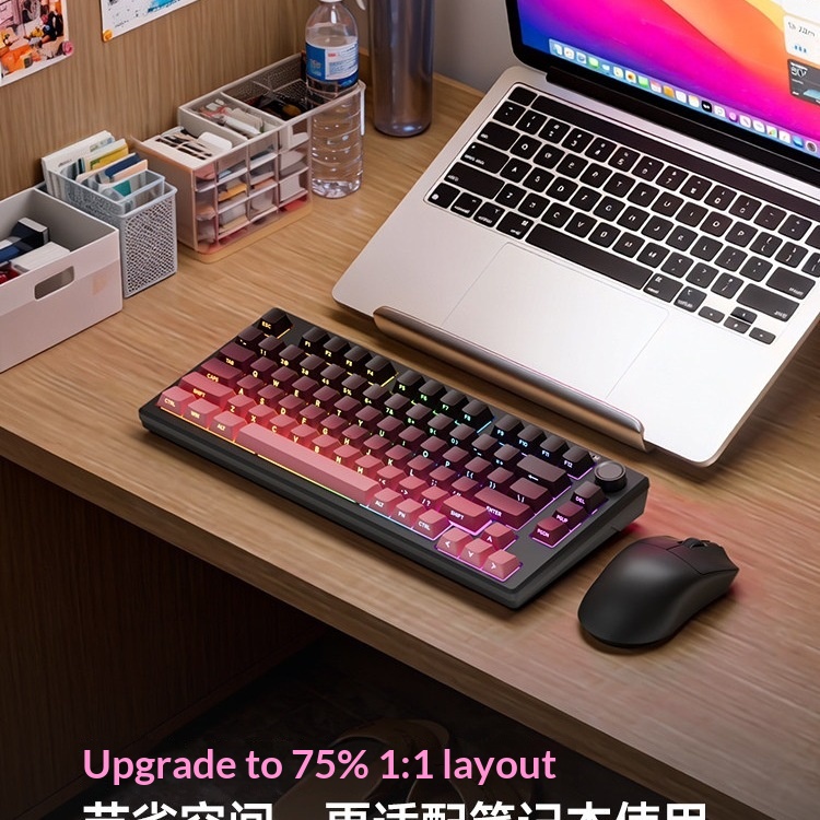 Z75PRO Klein bedraad toetsenbord met mechanisch gevoel, stil, extern, voor laptops, drie modi, speciaal ontworpen voor e-sports gaming_voghion.com