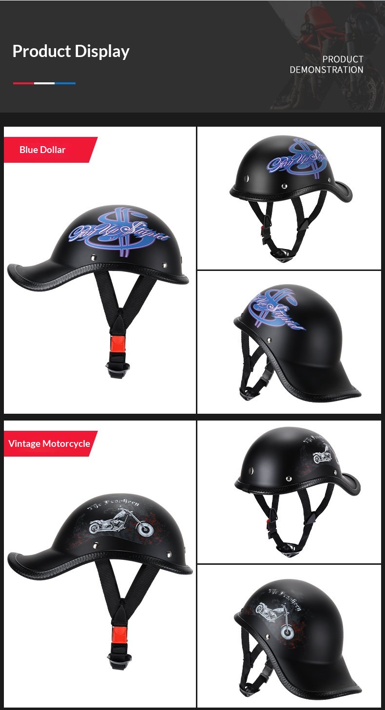 Retro Motorcycle Half Helmet For Men And Women Lightweight Safety_voghion.com