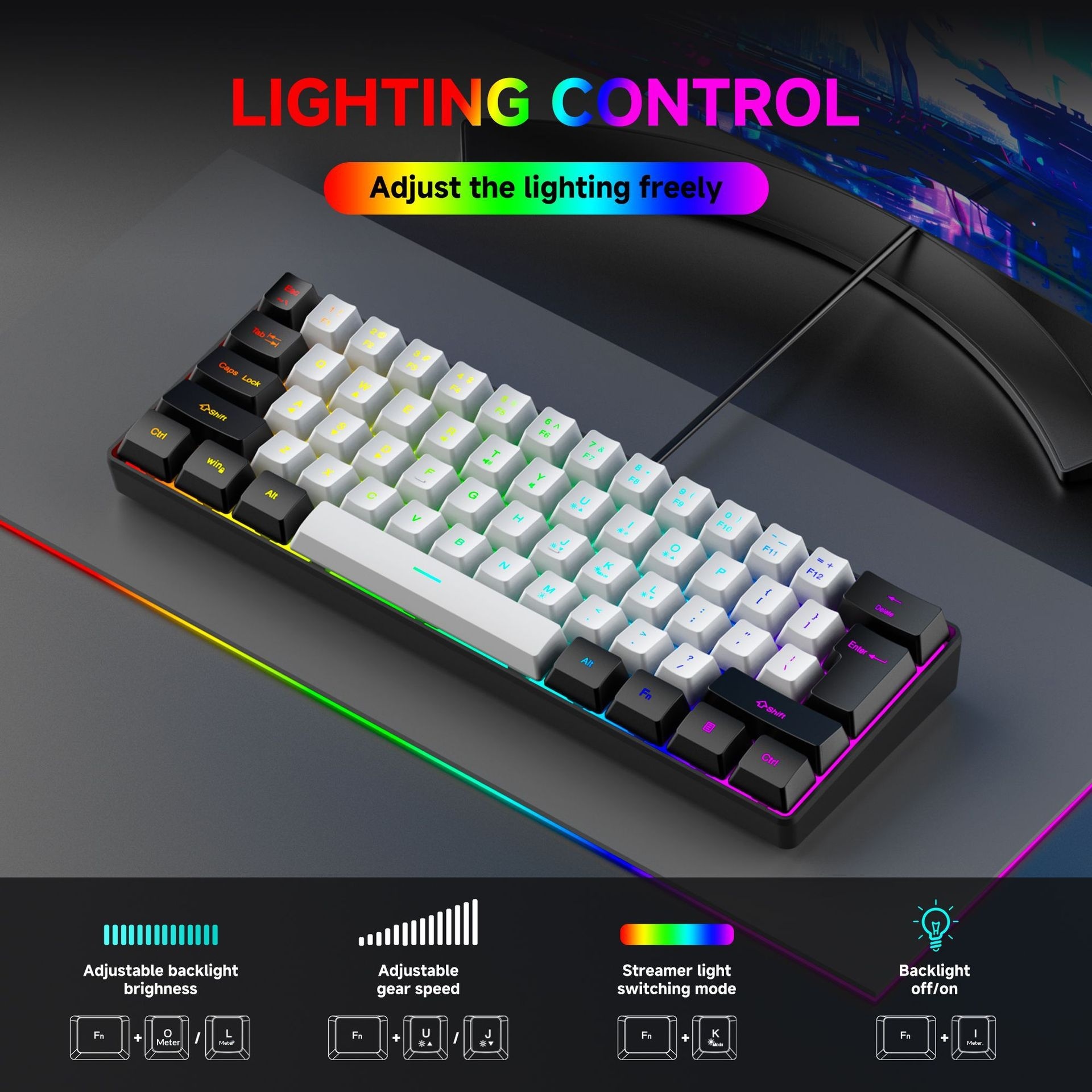 Rgb Gaming Keyboard And Mouse Set Wired 61-key Compact Design_voghion.com