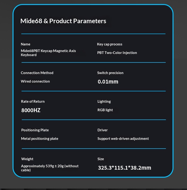 LDON 68 Tuşlu Manyetik Anahtarlı Mekanik Oyun FPS Evrensel RT0.01 Yüksek Performanslı Kablolu 8K Geri Dönüş Oranı_voghion.com