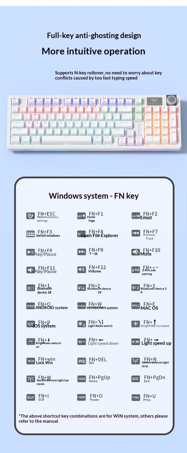 Teclado mecánico, con cable, inalámbrico, Bluetooth, intercambiable en caliente, apto para distribución de 98 teclas, estructura de junta, disponible para_voghion.com