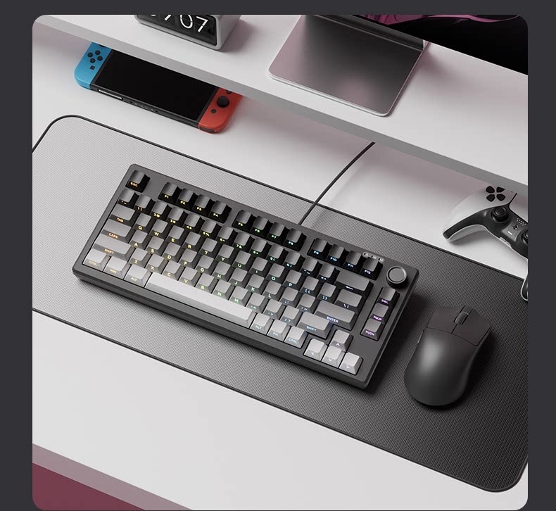 Z75PRO Klein bedraad toetsenbord met mechanisch gevoel, stil, extern, voor laptops, drie modi, speciaal ontworpen voor e-sports gaming_voghion.com