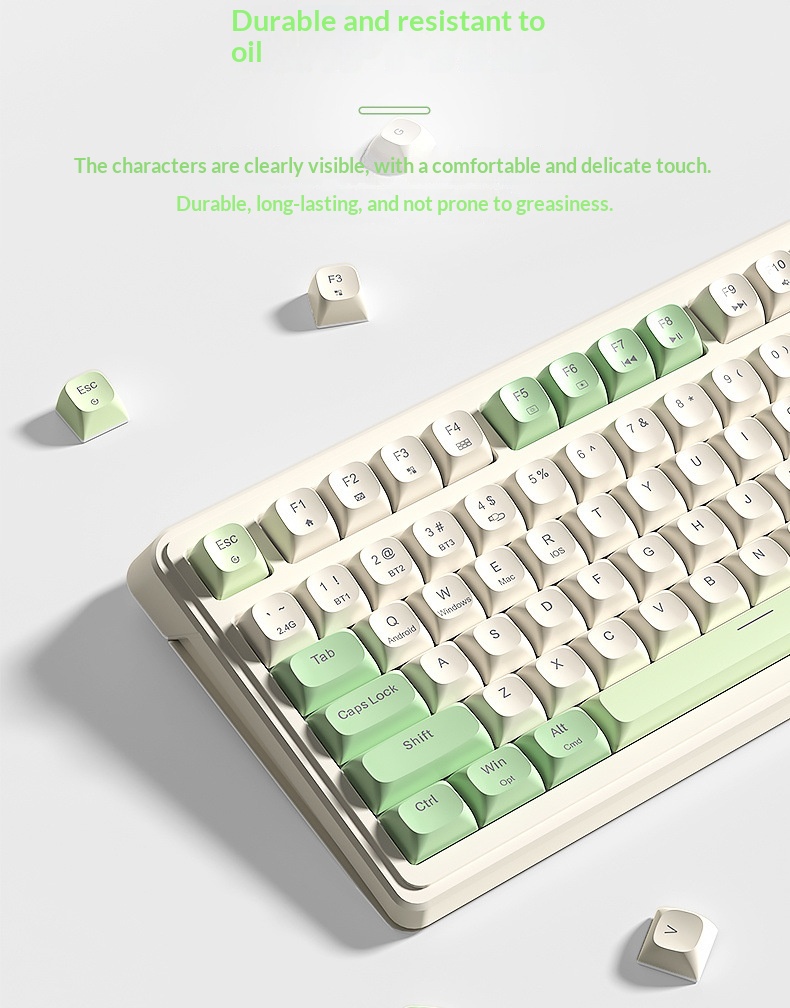 Teclado inalámbrico Bluetooth de tres modos, de alta calidad, para juegos, oficina y escritura, compatible con ordenadores de sobremesa y portátiles. Recargable._voghion.com