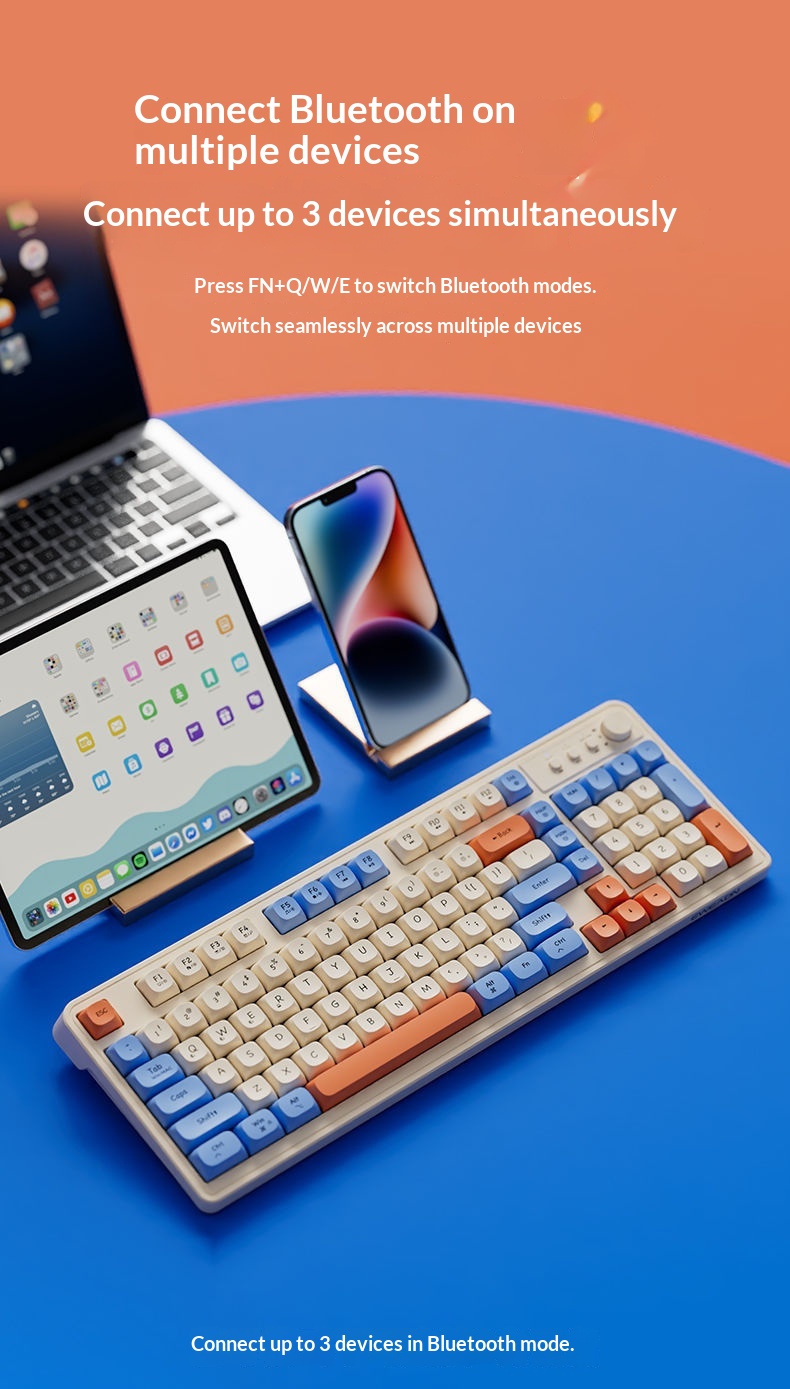 Teclado y ratón inalámbricos Bluetooth Forerunner V1 con tacto mecánico, silenciosos, para hombre y mujer, ideales para la oficina o la oficina. Excelente relación calidad-precio._voghion.com