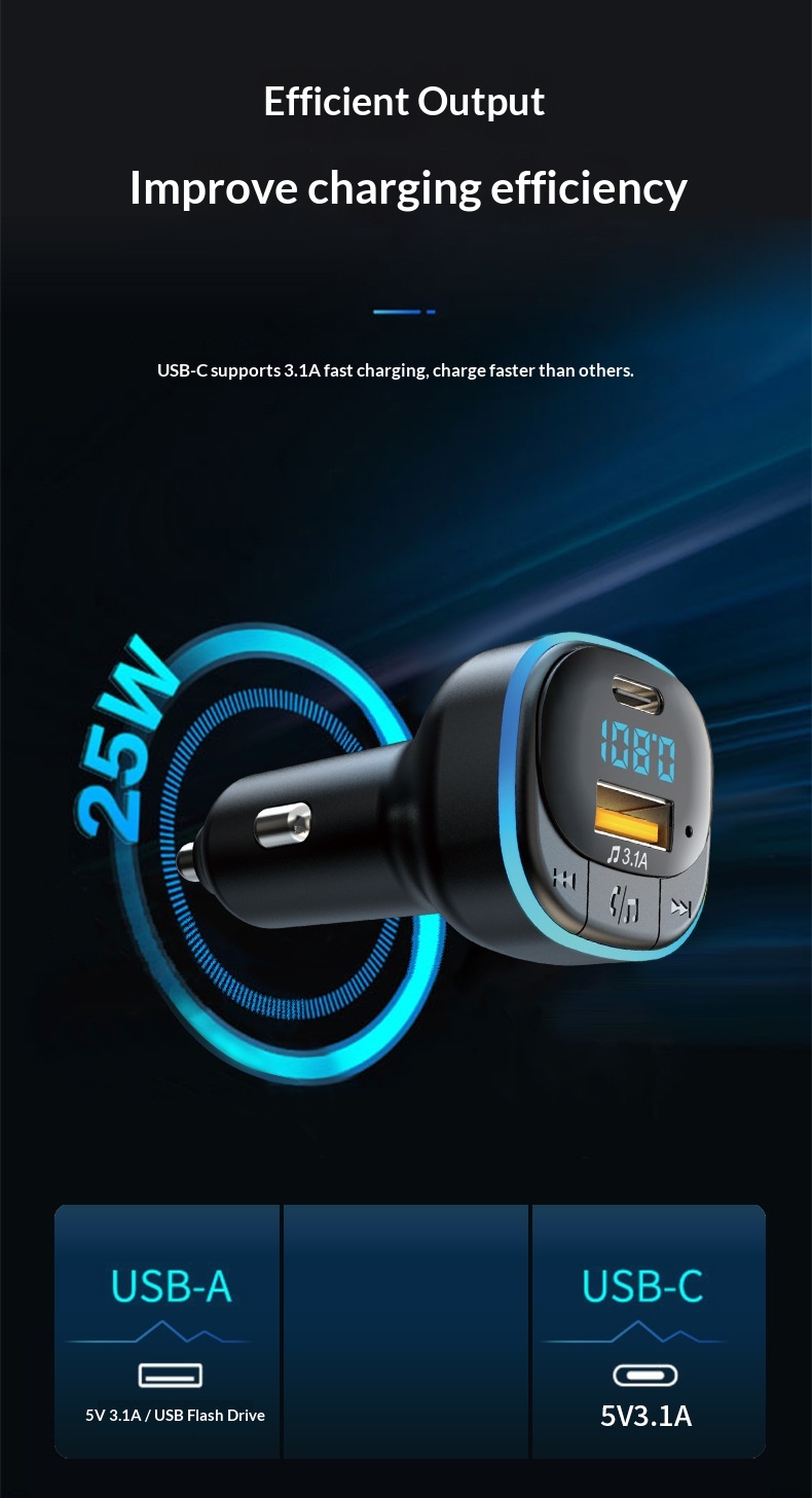 Gloednieuwe Bluetooth multifunctionele MP3-speler met FM-transmitter en autolader_voghion.com