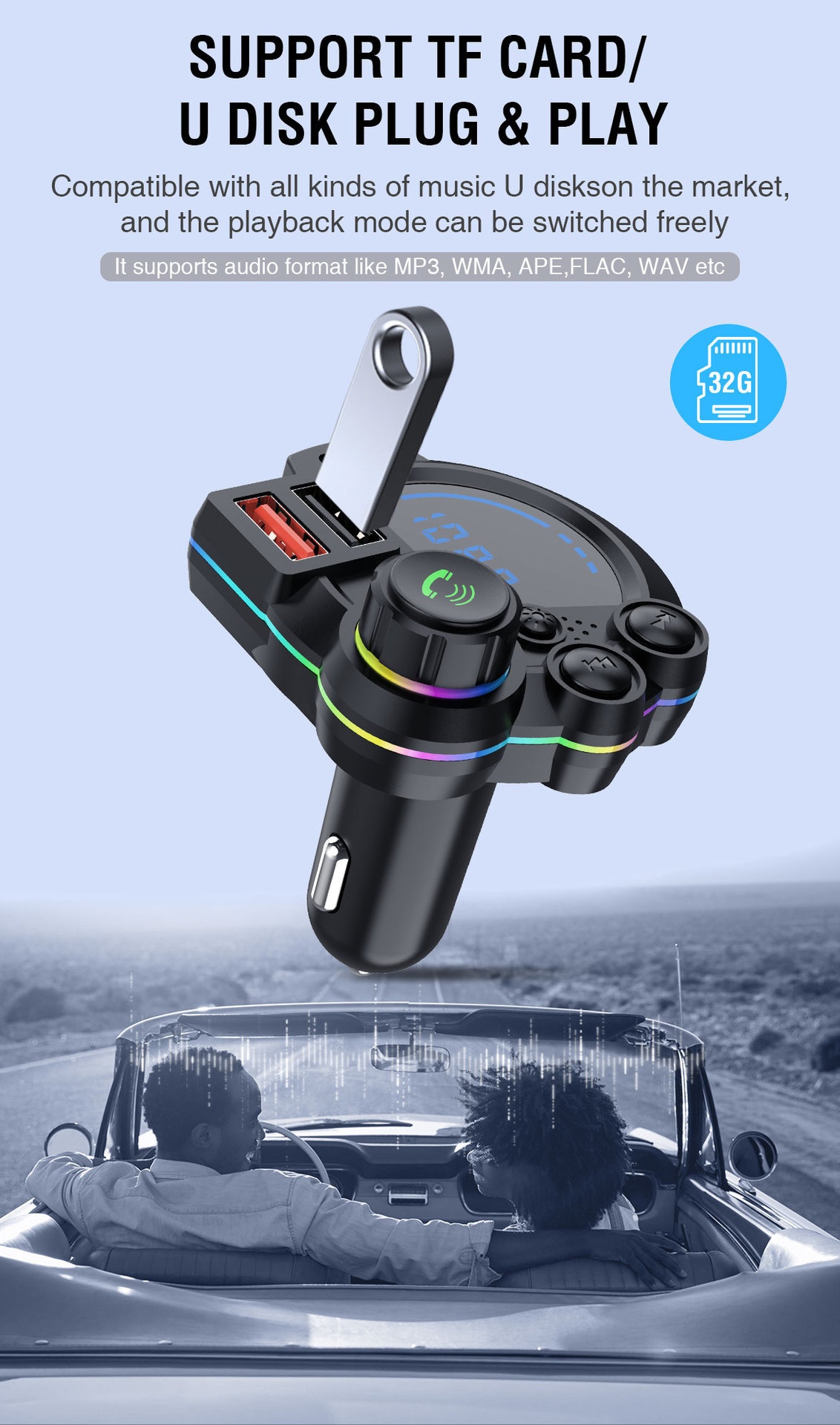 Bluetooth fm transmitter met dubbele snellader voor de auto_voghion.com