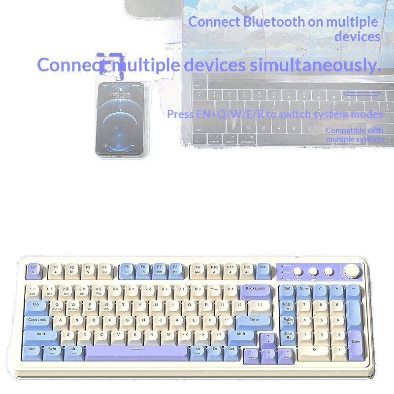 Teclado inalámbrico Bluetooth de tres modos, de alta calidad, para juegos, oficina y escritura, compatible con ordenadores de sobremesa y portátiles. Recargable._voghion.com
