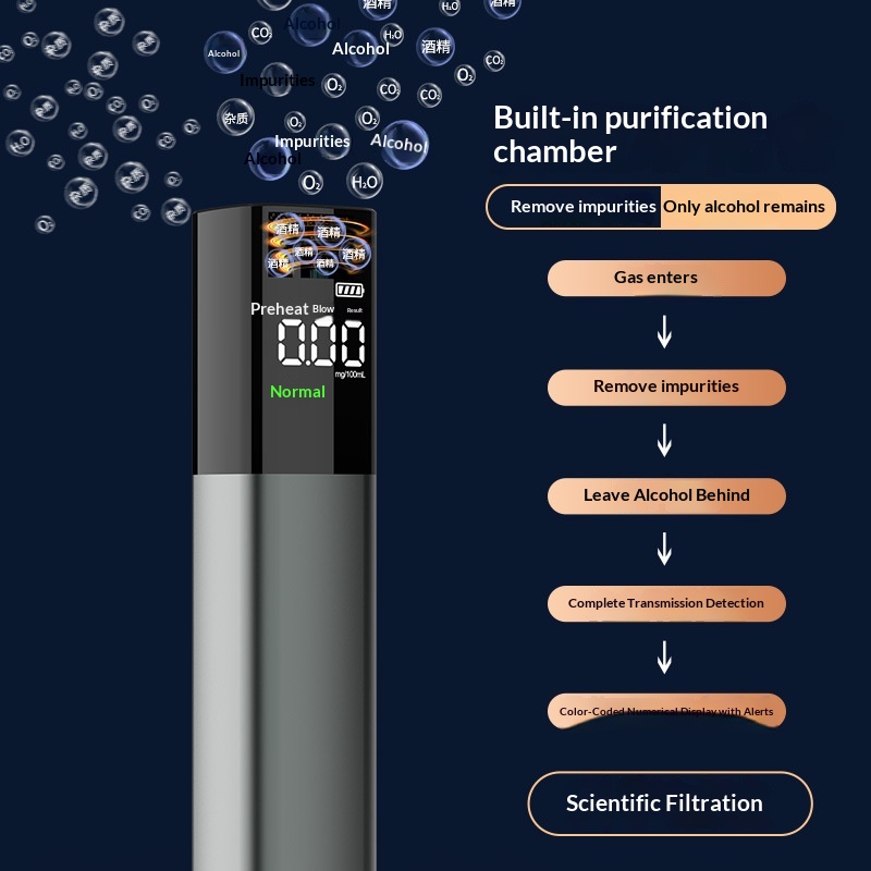 Tester High Precision Blow-Type Drunk Driving Mini Portable Car Alcohol Detector_voghion.com