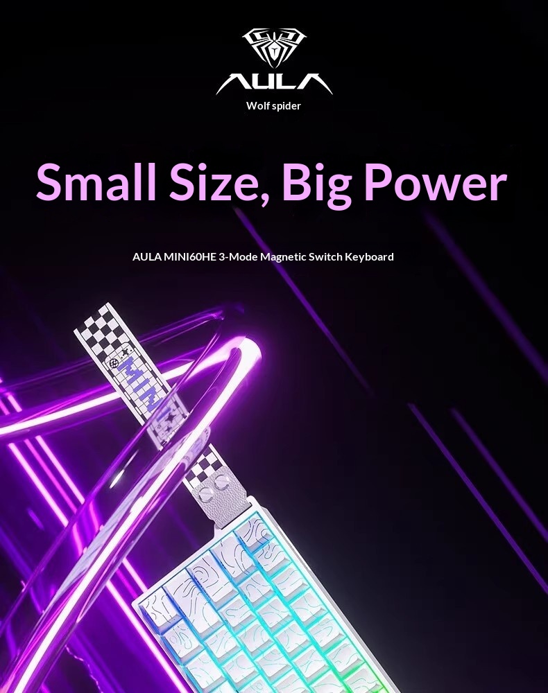 Wolf Spider MINI60HE Magnetic Switch Keyboard, Three-Mode RT, Customizable For E-Sports Gaming, Wired, 8K Report Rate,_voghion.com