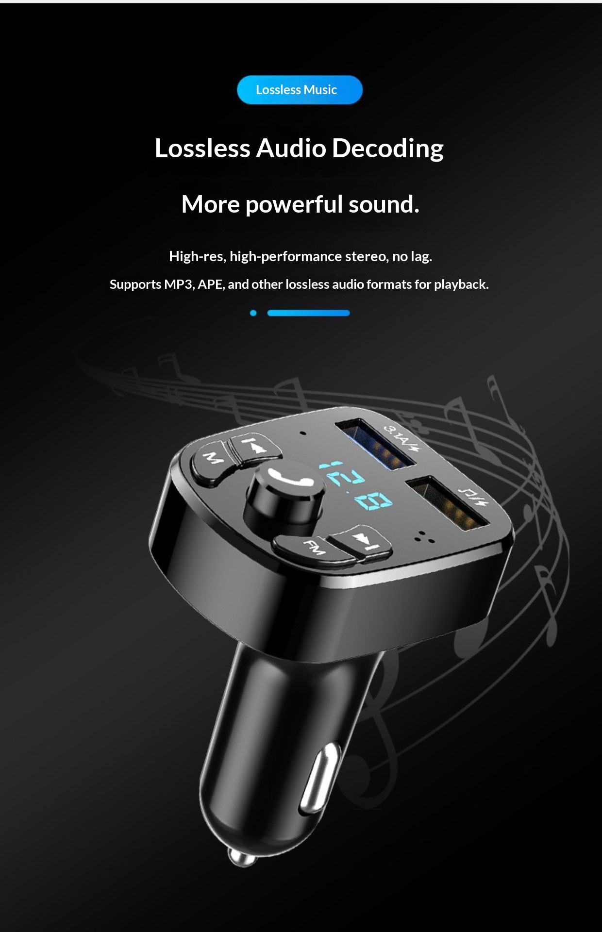 Bluetooth carkit mp3-speler met snellader voor in de auto_voghion.com