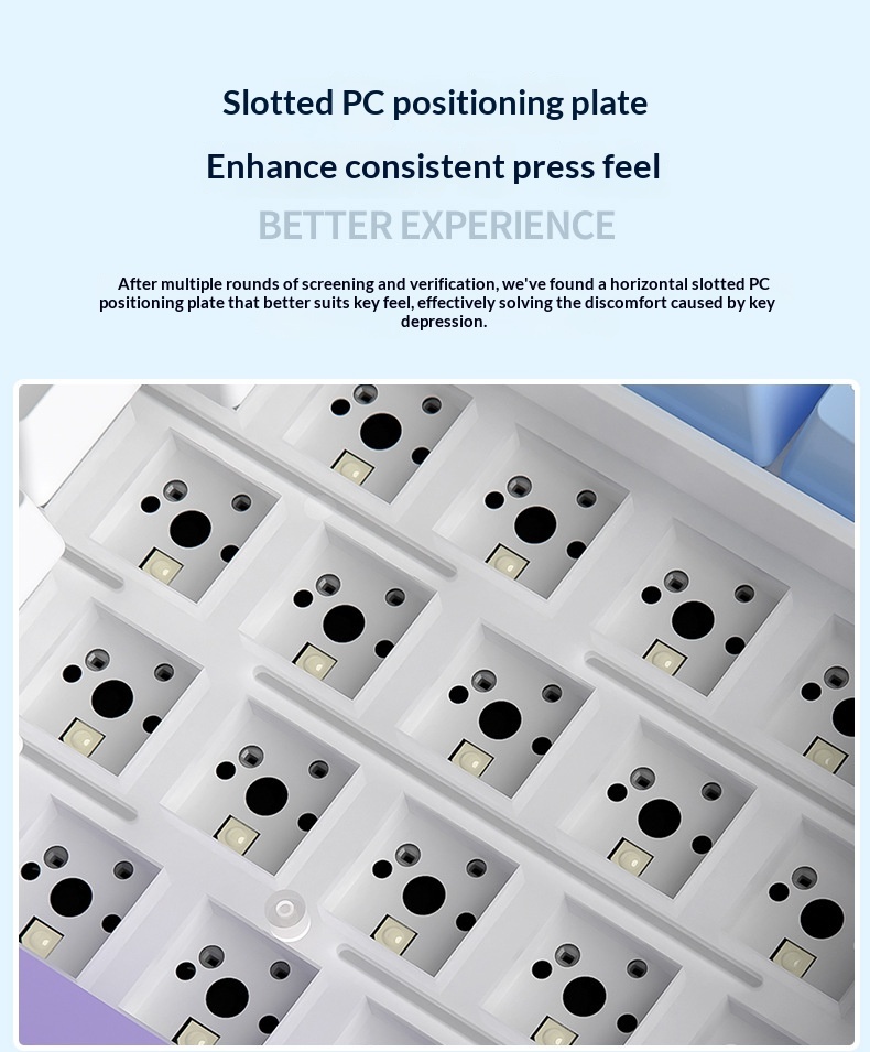 Srebrny Eagle 95D, trójtrybowy, mechaniczny, z bocznym nadrukiem gradientowym, dwukolorowy, wtryskowy, bezprzewodowy, Bluetooth 98 RGB, przewodowy_voghion.com