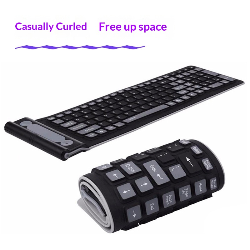 USB Wireless Silicone Foldable Silent Desktop Computer Laptop Office Universal Portable Waterproof Soft Keyboard_voghion.com