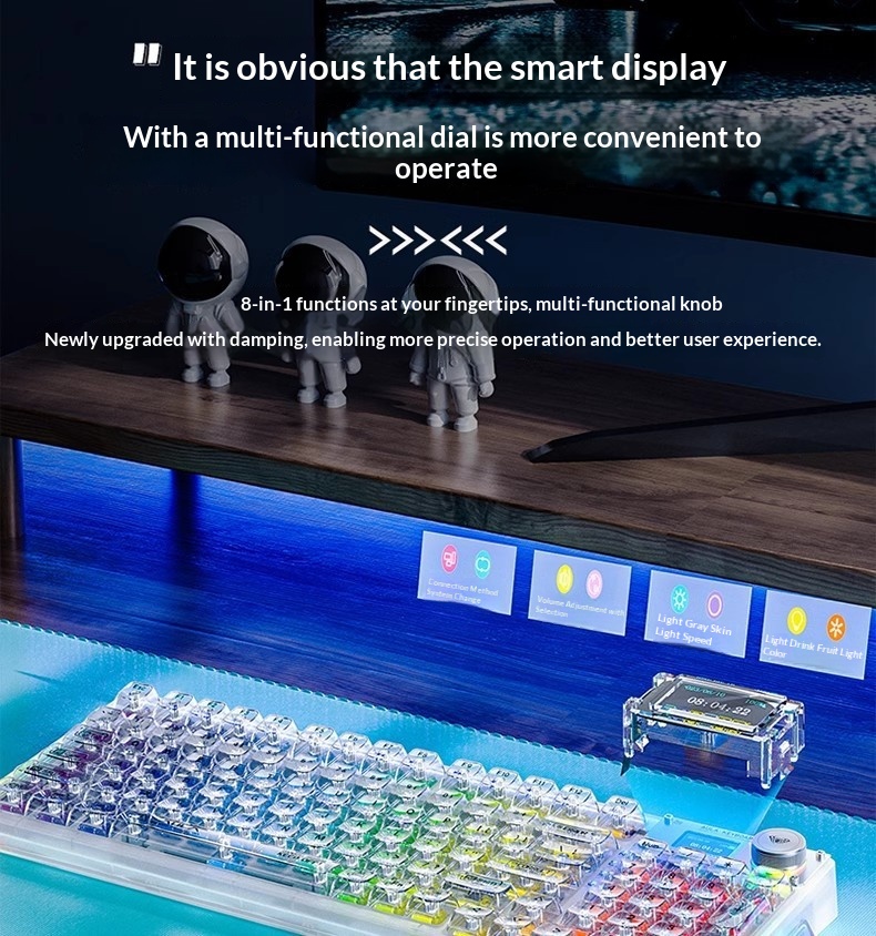 Wolf Spider F98pro/F98ProV3 Transparent Customized Three-Mode Wireless Bluetooth Mechanical Keyboard With Hot-Swappable_voghion.com