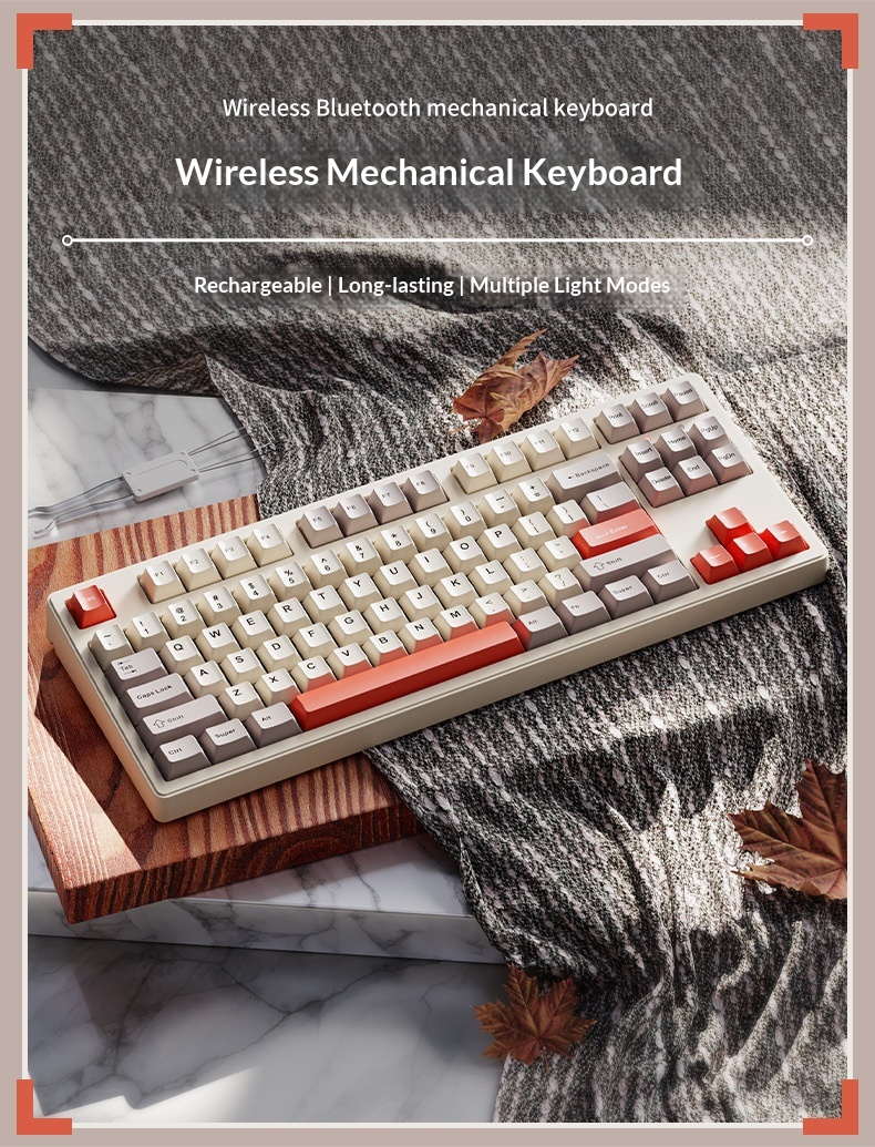 Forerunner Cherry CR108 Mechanical Keyboard Wireless Bluetooth Tri-Mode Gaming Computer Office High Aesthetic_voghion.com