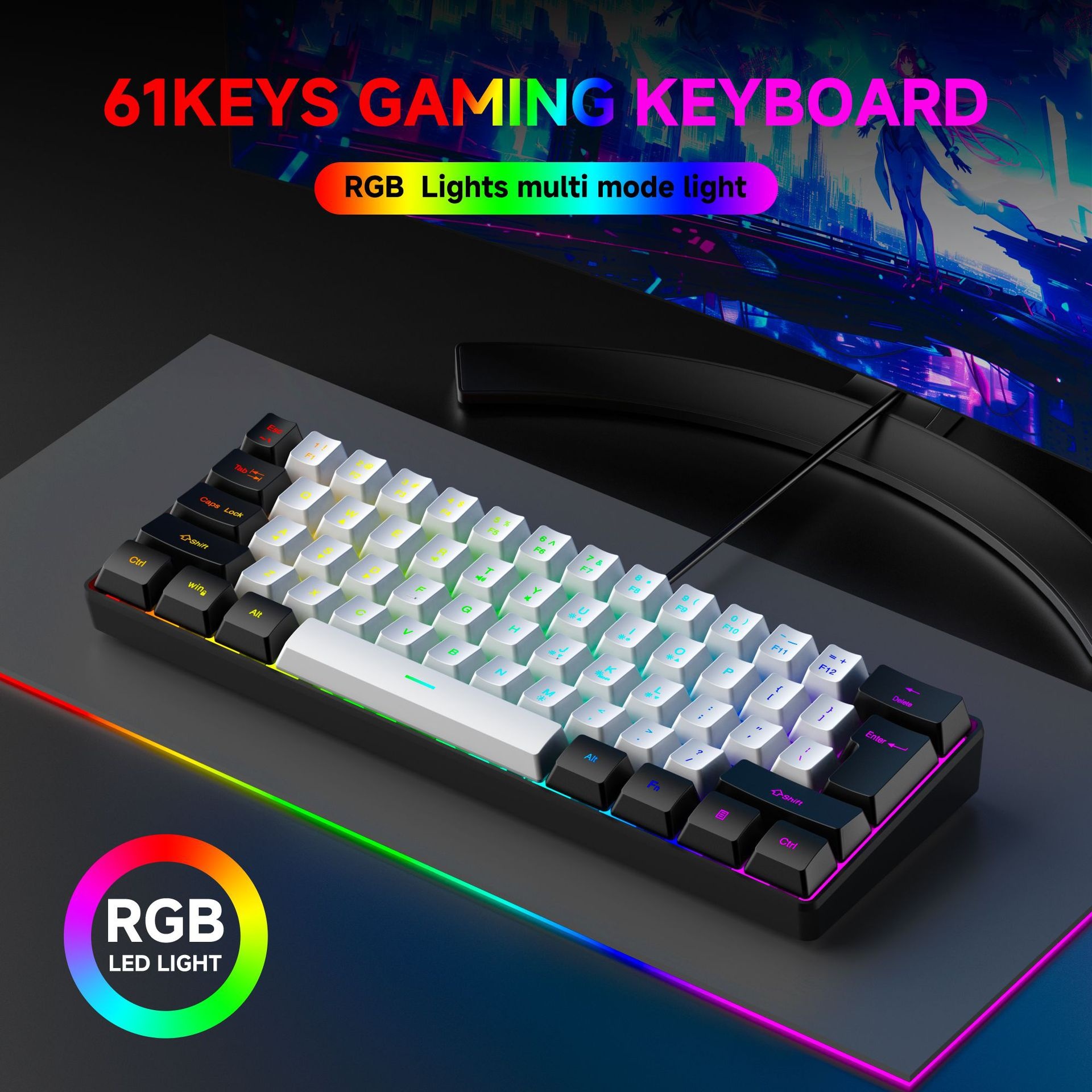 Rgb Gaming Keyboard And Mouse Set Wired 61-key Compact Design_voghion.com