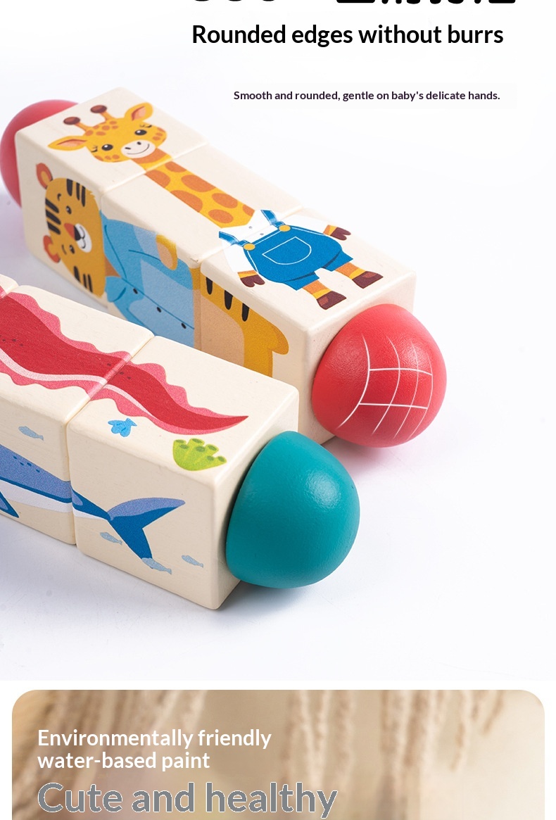 Quebra-cabeça de blocos giratórios para jardim de infância, de 3 a 6 anos, educativo, para aprendizagem precoce, interativo para pais e filhos._voghion.com