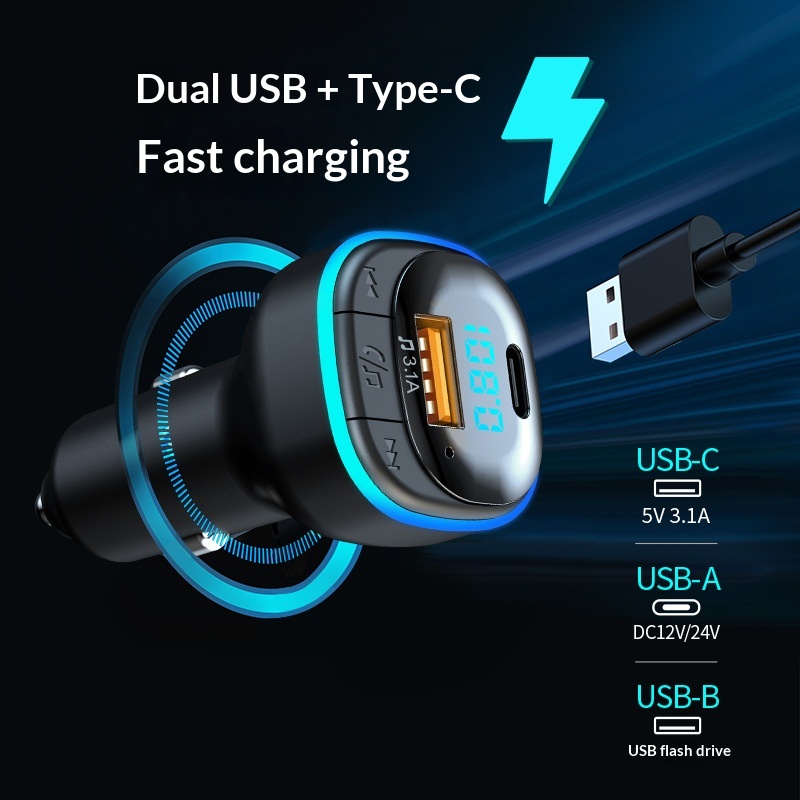 Gloednieuwe Bluetooth multifunctionele MP3-speler met FM-transmitter en autolader_voghion.com