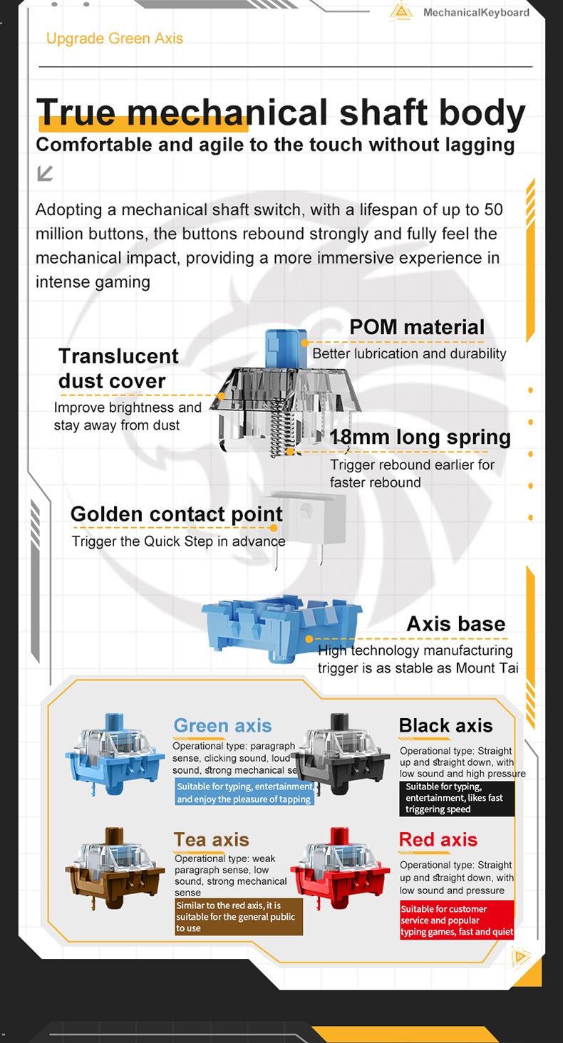 Wow K98 Mekanik Mavi Kırmızı Siyah Çay Anahtarlı Kablolu Klavye Tuş Hattı Ayrımı Bilgisayar Dizüstü Harici Ofis Oyun Klavyesi_voghion.com