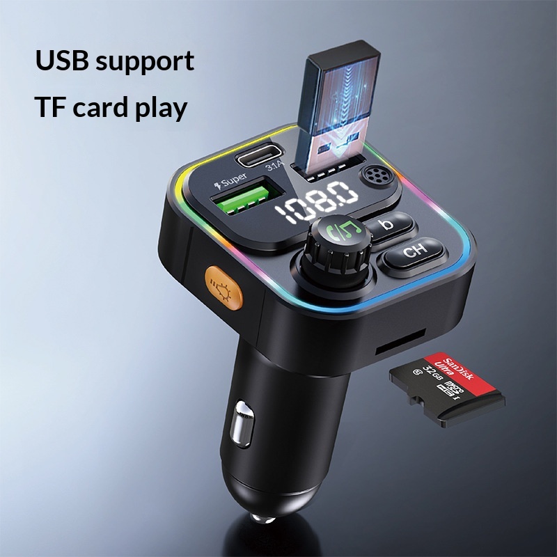 Cross-border New Bluetooth MP3 Super Fast Charging Multi-functional Car Player Charger FM Transmitter_voghion.com