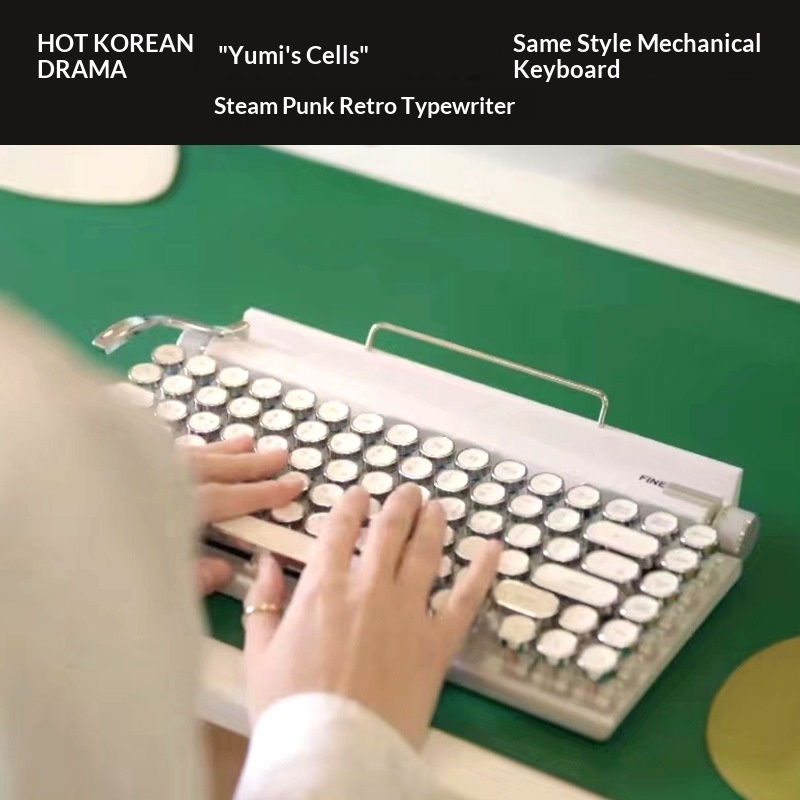 Cross-Border Source Punk Retro Gaming Internet Cafe Kabelgebundene Kabellose Bluetooth Mechanische Tastatur mit blauen Schaltern_voghion.com