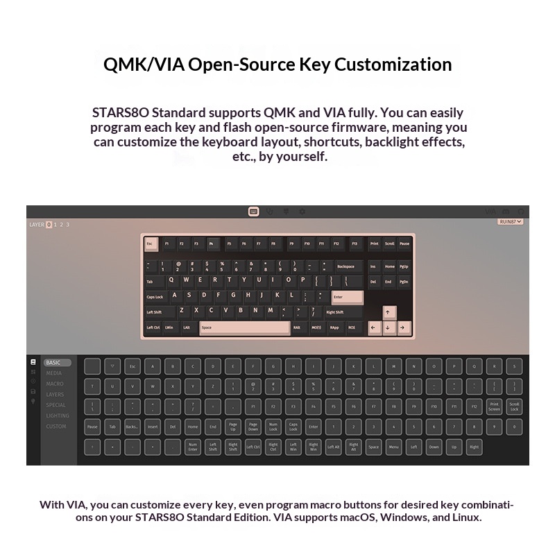 Teclado mecánico Vika STARS80 de tres modos, aluminio sólido, estructura de junta de liberación rápida personalizada, iluminación RGB para juegos._voghion.com