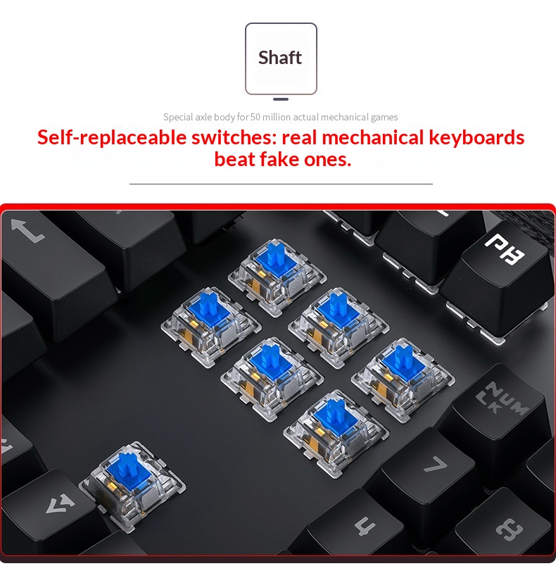 Silver Eagle Summoner True Mechanical Keyboard, Swappable Switches, Gaming Green Switch, Punk Style, Wired USB,_voghion.com