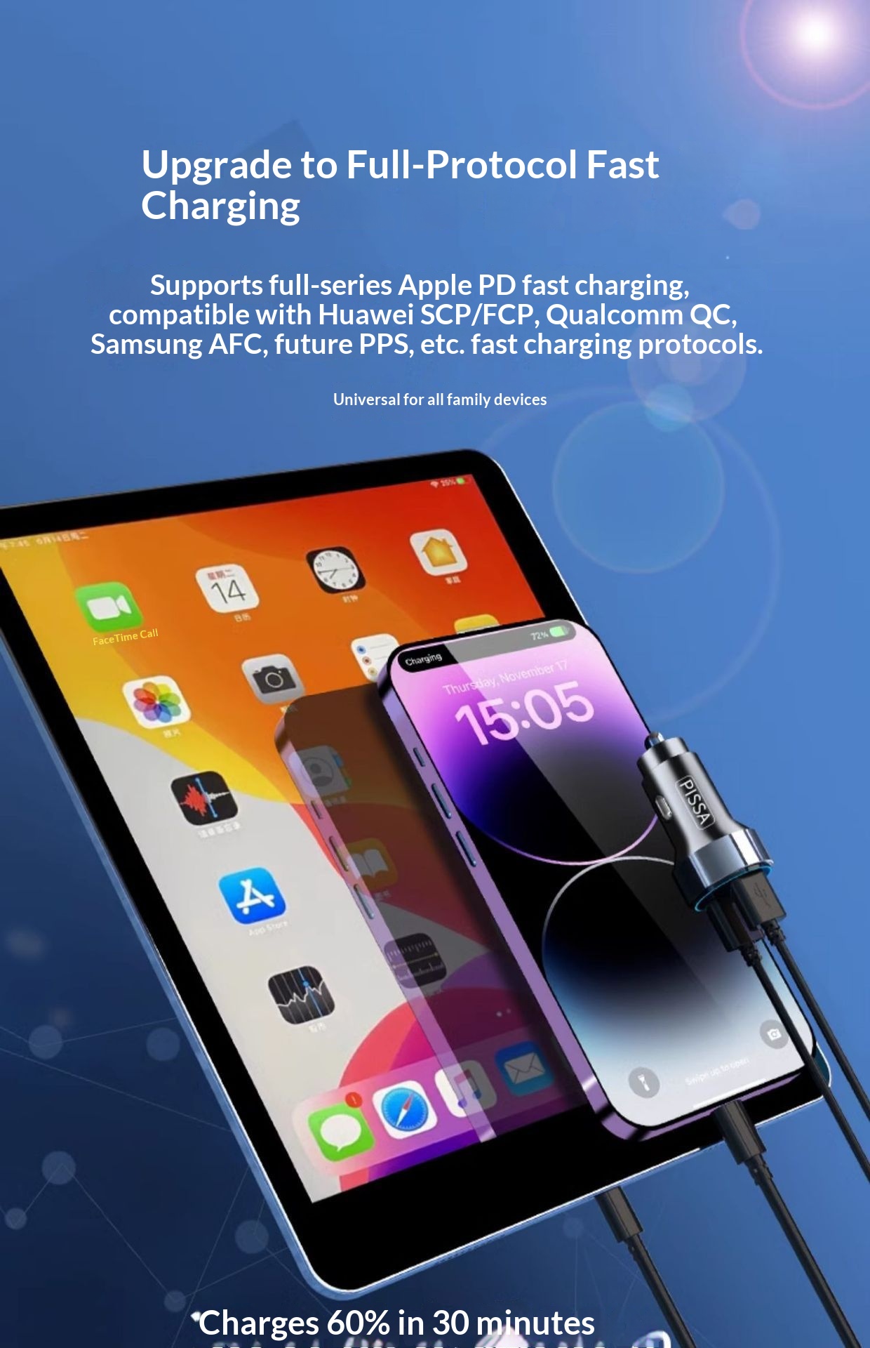 Mobile Phone Super Fast Charging Head Cigarette Lighter One-to-Two Conversion Plug Car Charger Flagship Store_voghion.com