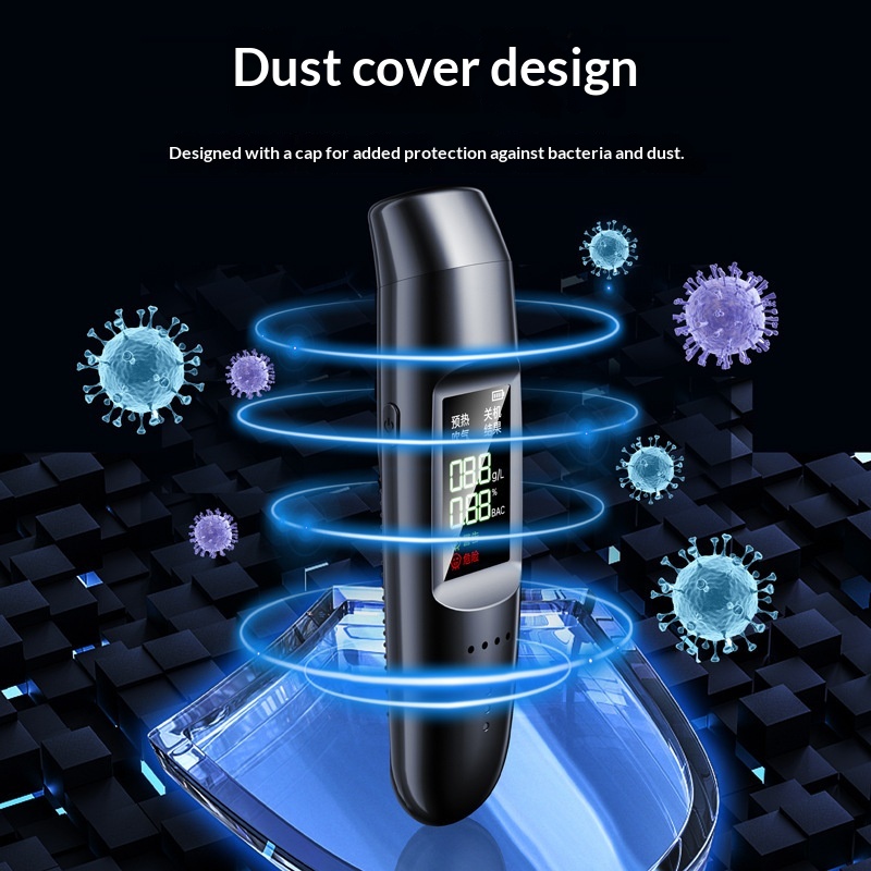 Bafômetro digital com visor para detecção de embriaguez ao volante, com transmissão de voz dos resultados do teste._voghion.com