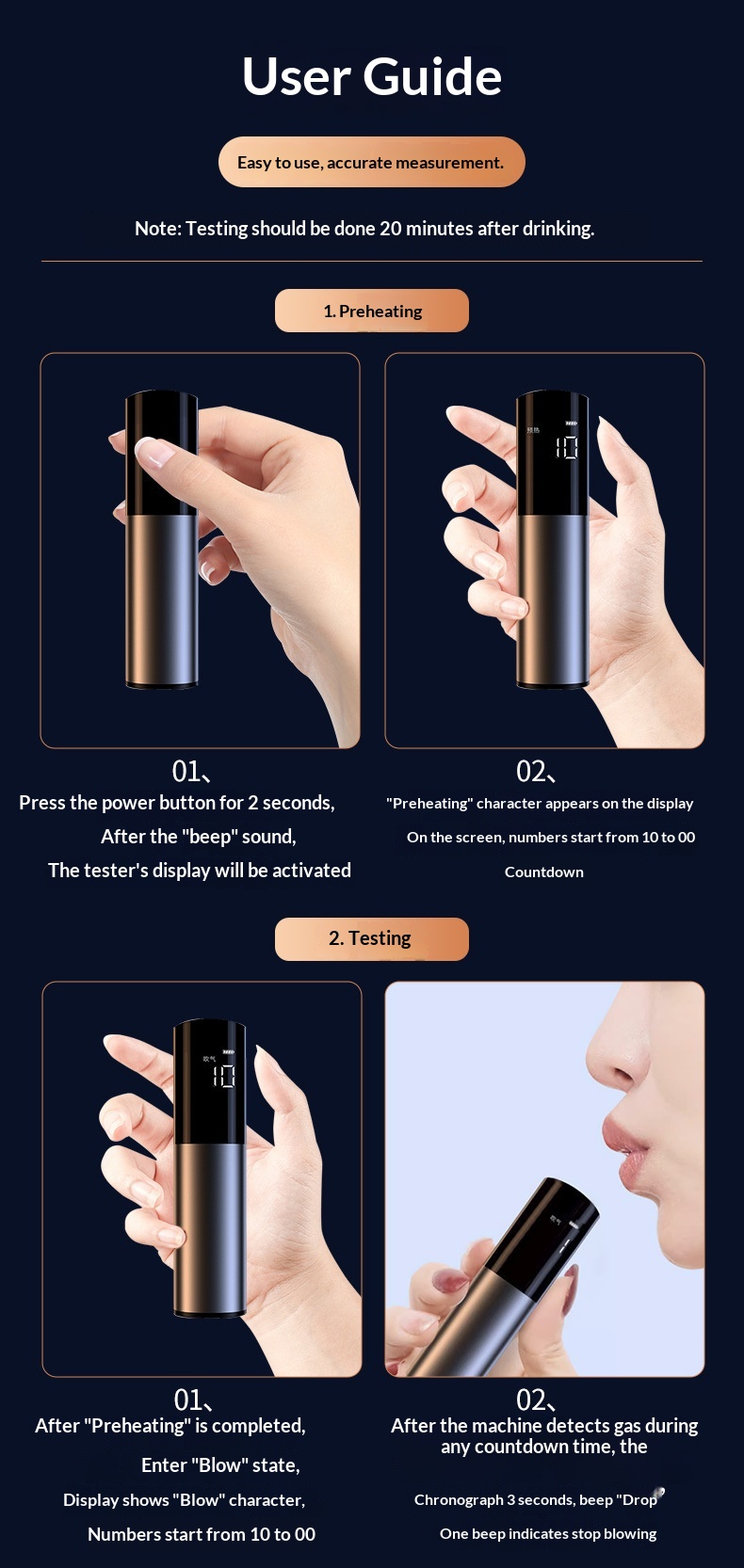 Wieless Convenient Blowing Type High Pecision Diving Detecto Intelligent Digital Display Taffic Alcohol_voghion.com