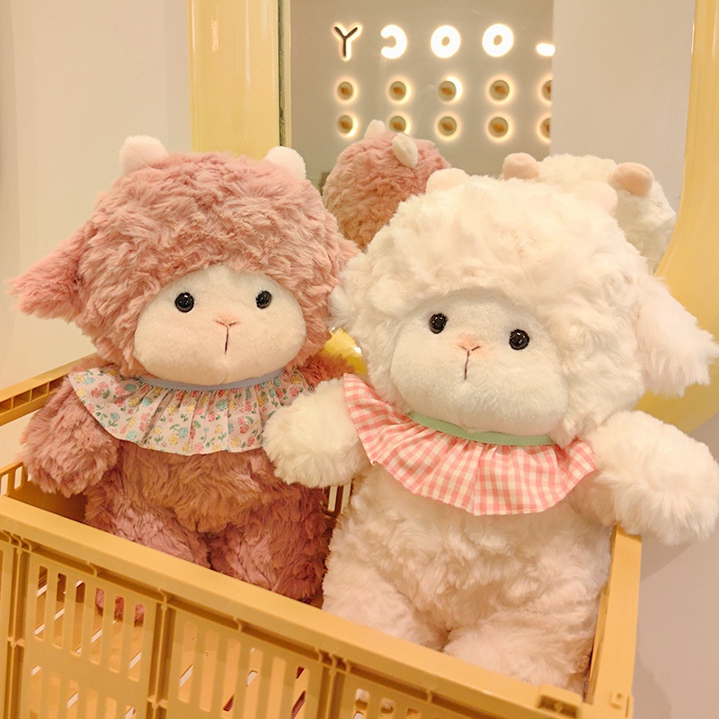 Schattige, rustgevende serie: zacht schaapje pluche knuffel voor kinderen, rustgevend voor het slapengaan, ideaal als bureaucadeau voor meisjes._voghion.com