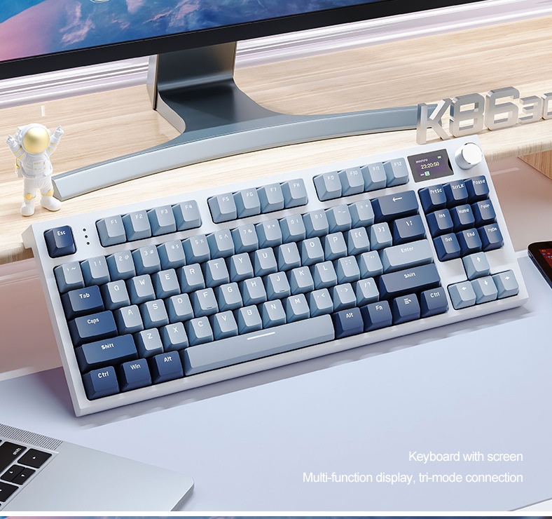 Attack Shark K86 Three-Mode RGB Bluetooth 2.4G Wired Illuminated Customizable Display Hot-Swappable Mechanical Keyboard_voghion.com
