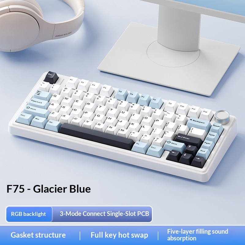 AULA Wolf Spider F75 Wireless Three-Mode Customized Mechanical Keyboard Gaming Gasket Structure Hot-Swappable Bluetooth_voghion.com