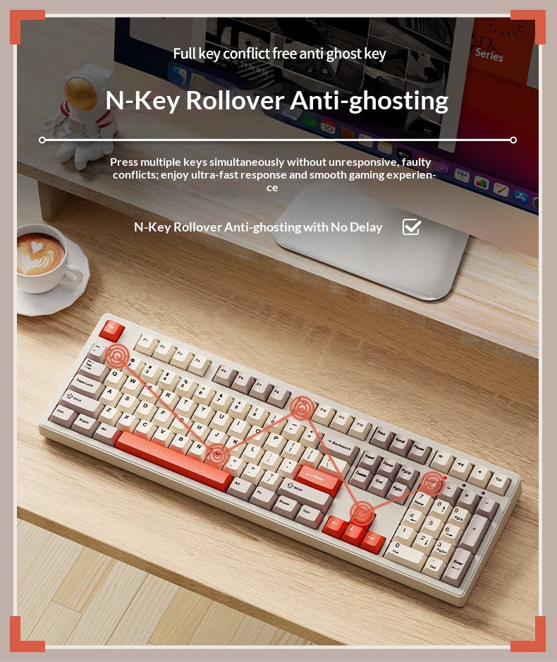 Forerunner Cherry CR108 Mechanical Keyboard Wireless Bluetooth Tri-Mode Gaming Computer Office High Aesthetic_voghion.com