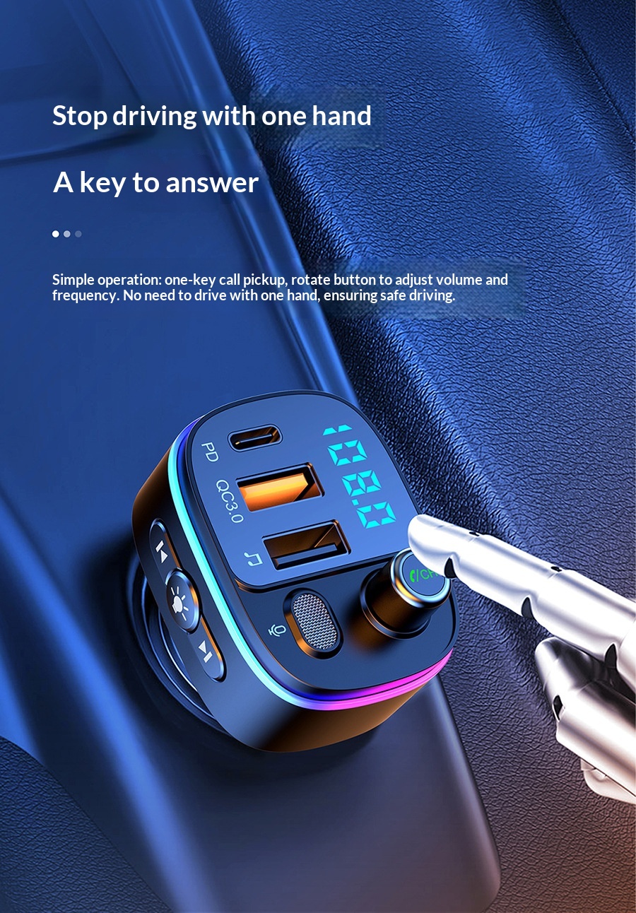 Player PD/QC3.0 Fast Charging T65 Hands-Free Car Bluetooth MP3_voghion.com