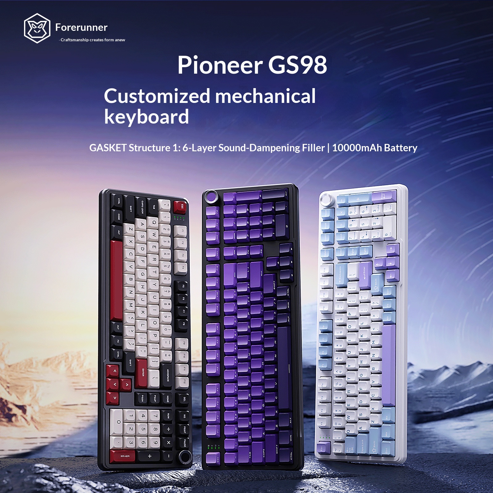 Forerunner GS98 Customized Mechanical Keyboard Wireless Three-Mode Bluetooth Office Gaming E-Sports Dedicated_voghion.com