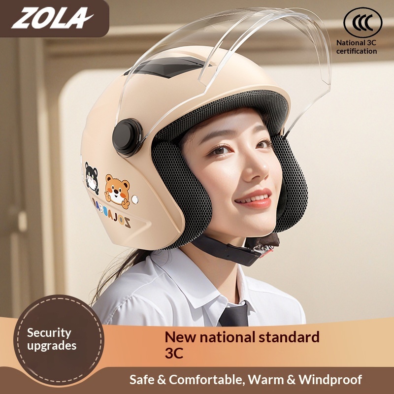 Nuovo casco da moto elettrico 3C per uomo e donna, caldo invernale, antiappannamento con scaldacollo, doppio modello di grande successo_voghion.com