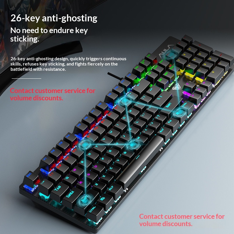 Tastiera USB luminosa Wolf Spider S2022 Meccanica Verde Axis per computer desktop e portatili, ideale per giochi e-sport._voghion.com