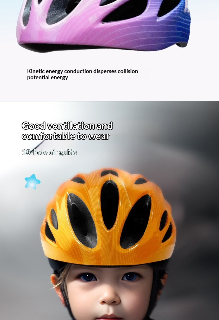Children's Gradient Wave Pattern Lightweight Breathable Helmet_voghion.com