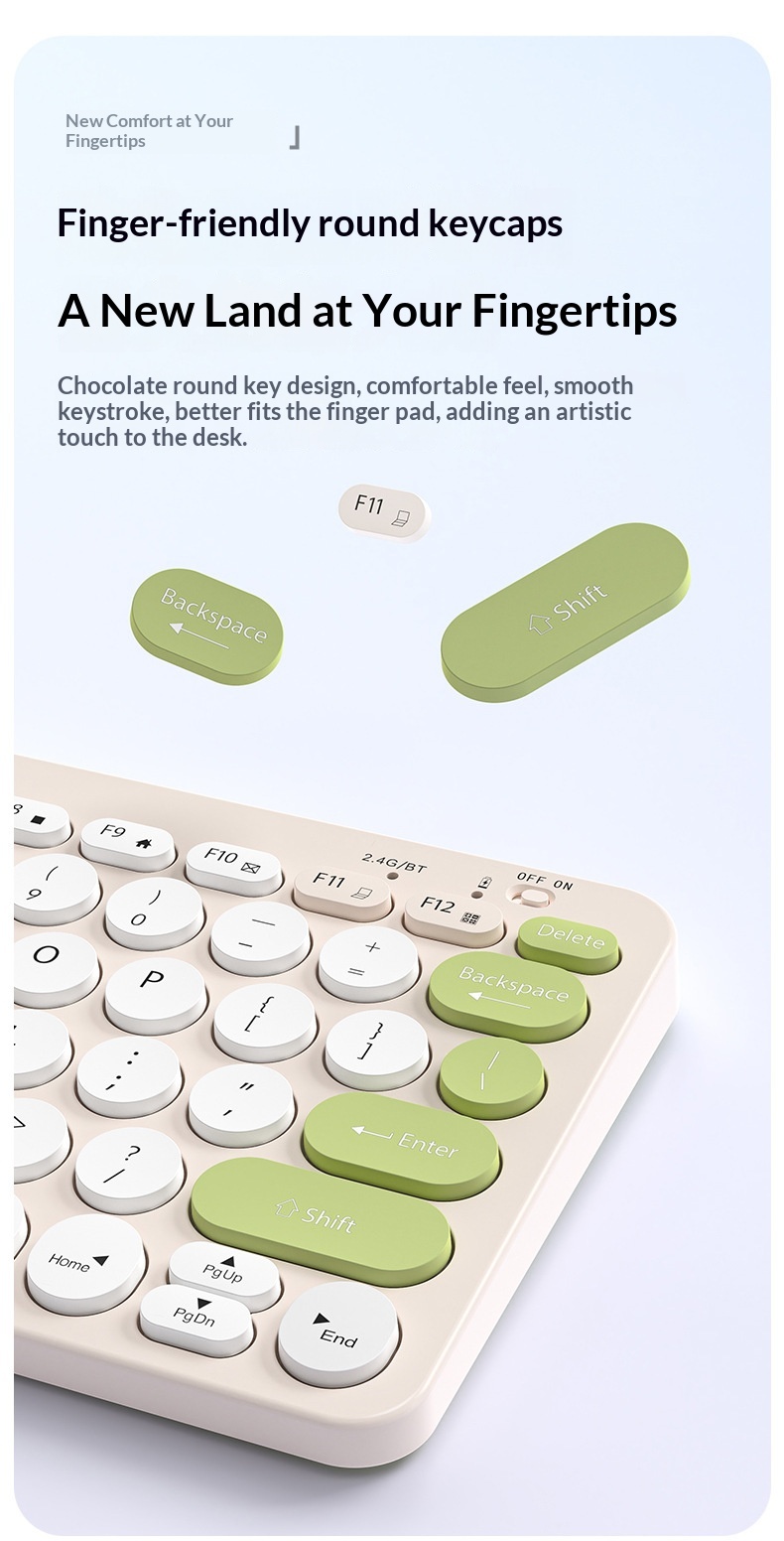 Teclado inalámbrico Bluetooth de modo dual, recargable y silencioso para iPad, teléfono móvil, tableta, ordenador Mac, compacto y bonito._voghion.com