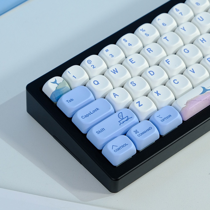 Ocean Rhythm Theme Blue MOA\KOA Dye-Sublimation PBT Material 135-Key Small Full Set Univeral Mechanical Keyboard_voghion.com