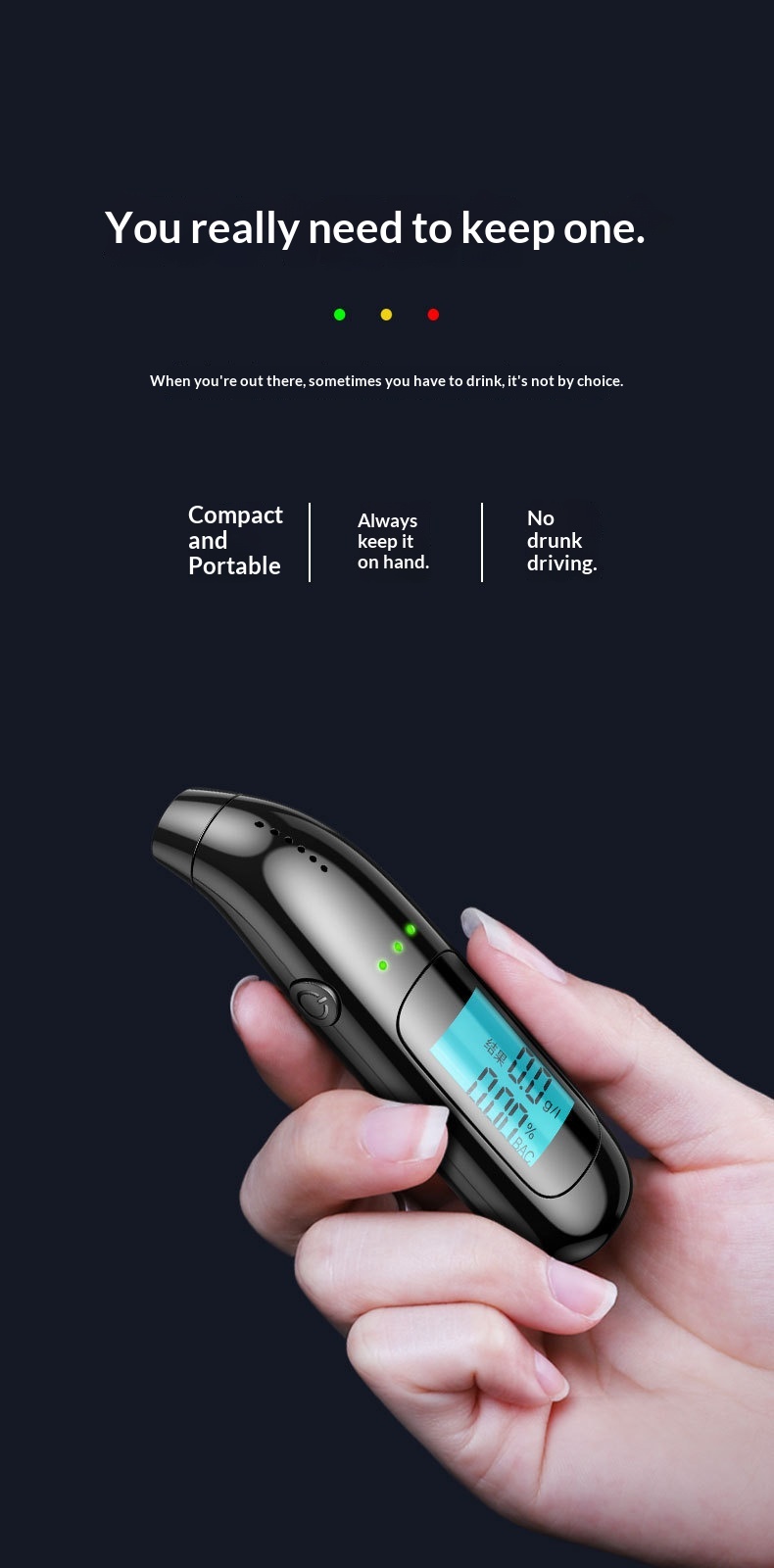 Tester Detection, Breathalyzer, High Precision Alcohol Concentration Detector For Drunk Driving_voghion.com