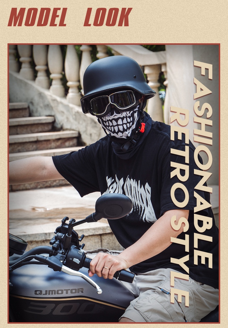 Halbschalenhelm im deutschen Soldatenstil, Retro-Design, für Motorräder, Sommer, Cruiser und Roller, 3C-zertifiziert, Ganzjahres-Ausrüstung_voghion.com