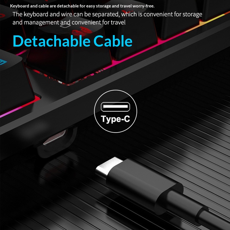 Clavier mécanique filaire de jeu à 104 touches avec interface Type-C et interrupteur bleu, éclairage RVB_voghion.com