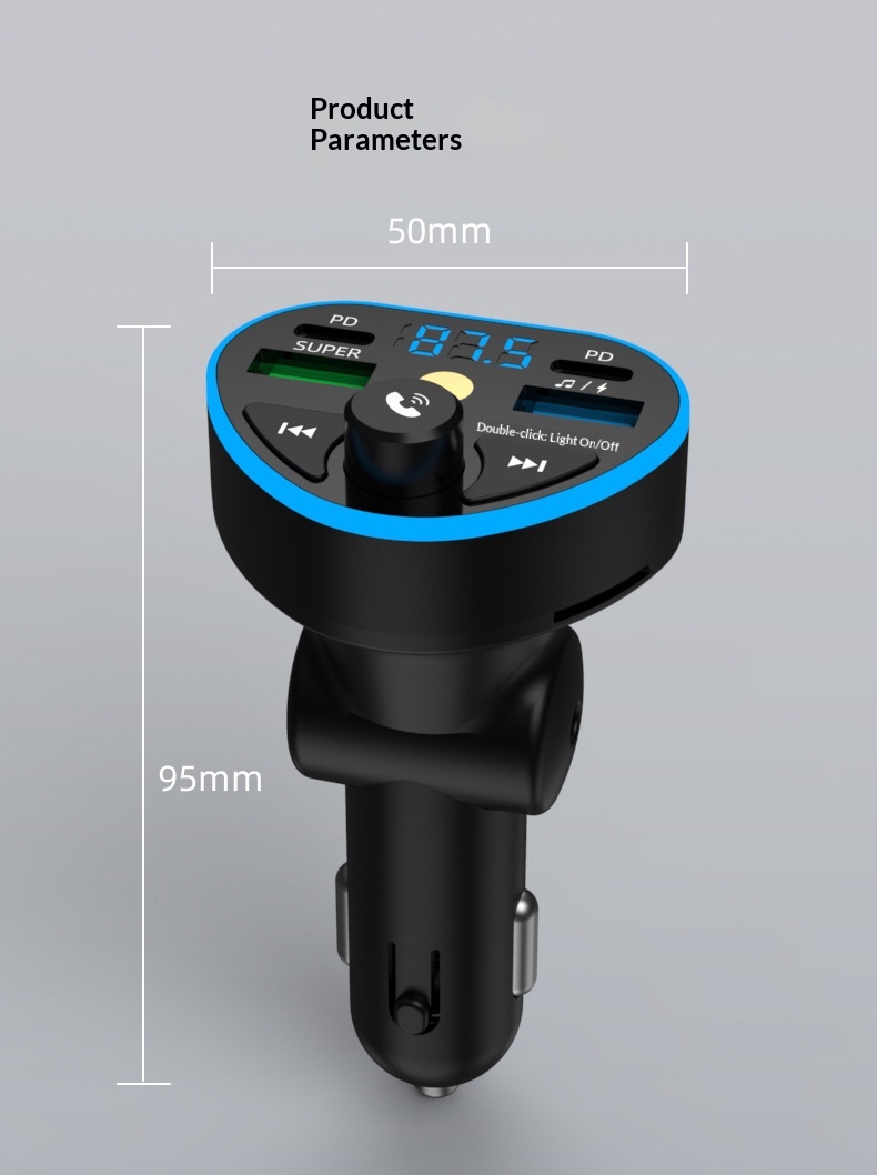 Bluetooth carkit med hurtigoplader og hd musikafspiller_voghion.com
