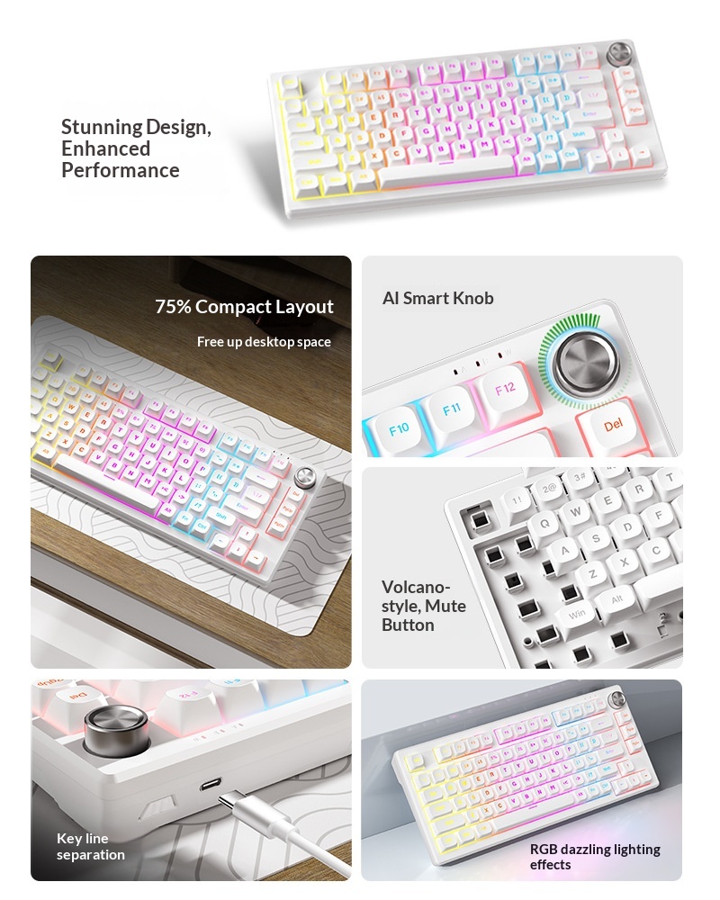 FURYCUBE IP75 Luminous Mechanical Feel Computer Gaming Esports High-Value Wired Silent Keyboard_voghion.com